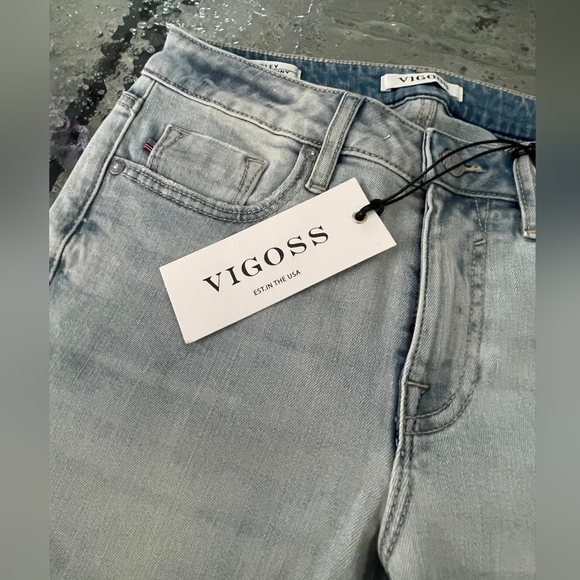 Nwt Vigoss Women's Light Blue Distressed Marley Mid Rise Skinny Jeans Size 26x27 - Picture 3 of 6